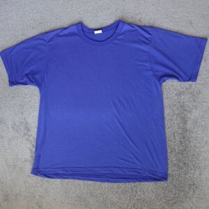 Vintage Shirt Men's L Blue Blank Short Sleeve Crew Neck Tee Made USA 90s